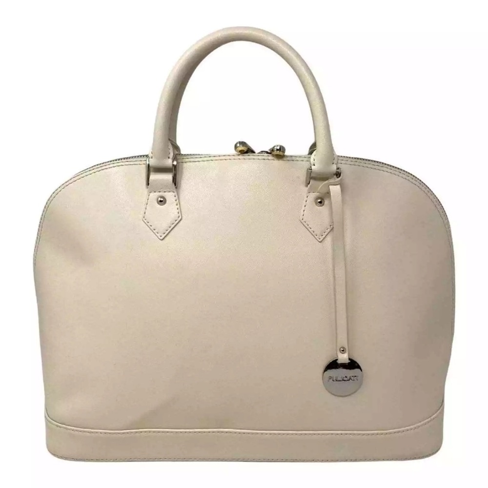 Pulicati Cream Leather Dome Satchel